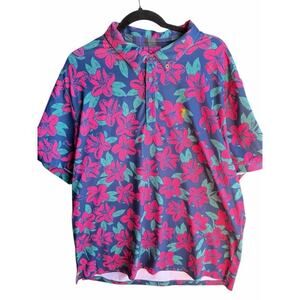 William Murray Golf Remastered Polo Shirt Colorful Pink/Blue Floral Size XL